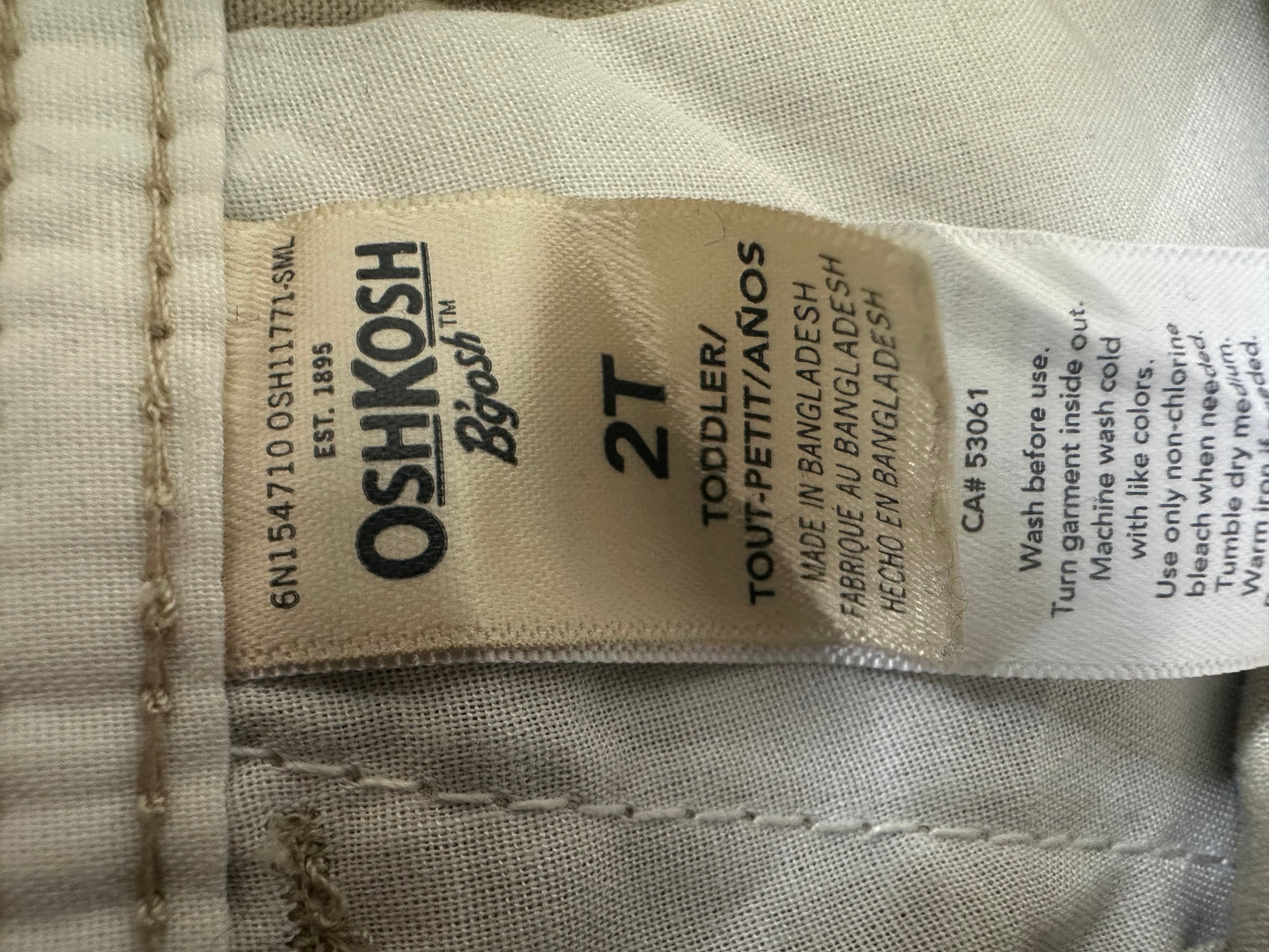 Oshkosh shortalls 2 years