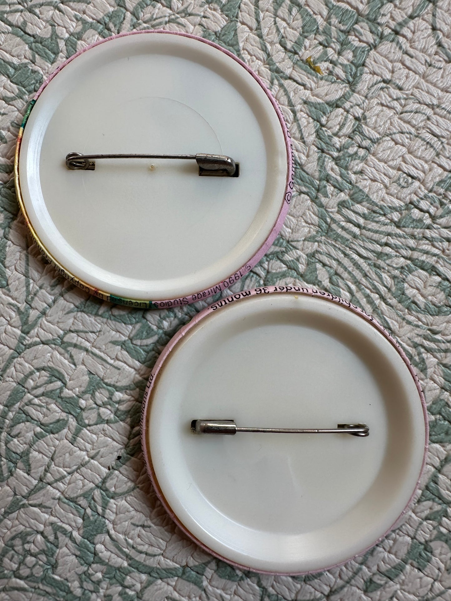 Vintage TMNT birthday badges x2