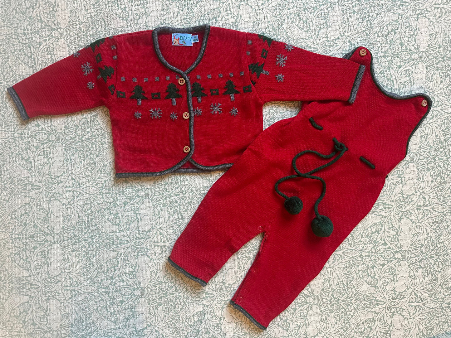 Knitted cardigan and overalls set 6 months