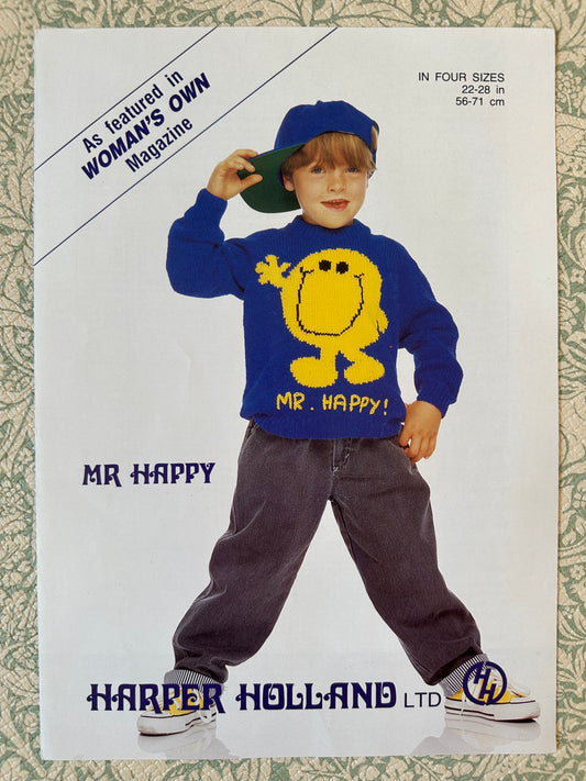 Mr Happy jumper knitting pattern