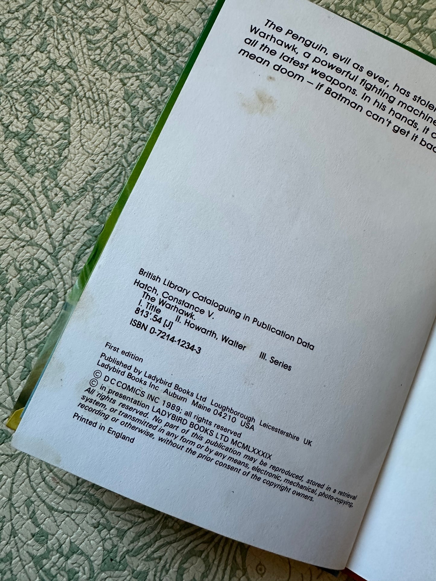 Vintage Ladybird Batman ‘The Warhawk’ book