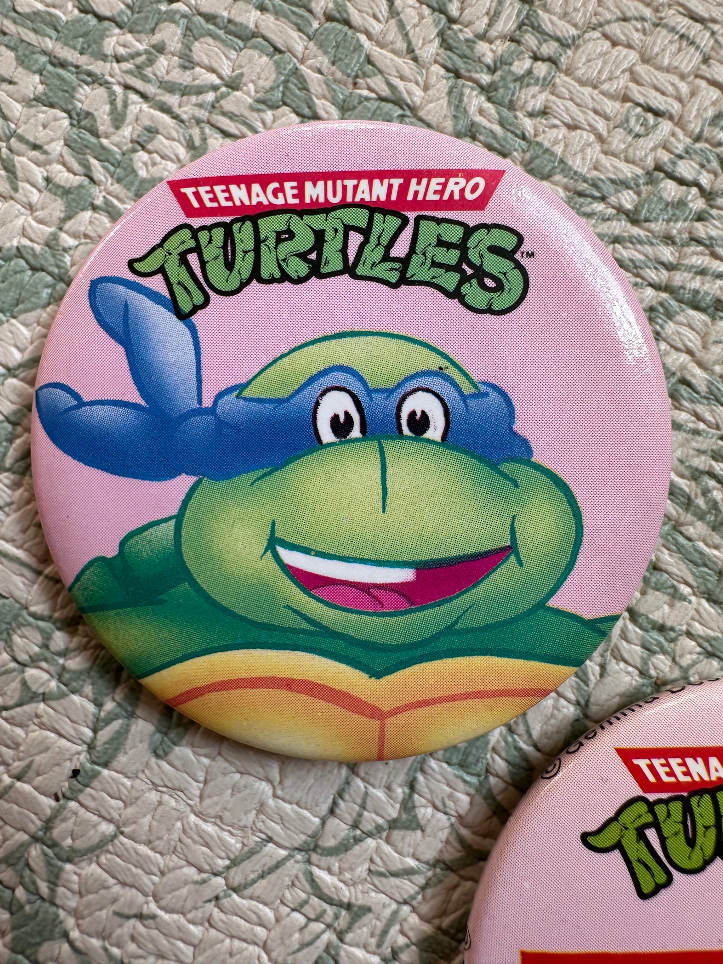 Vintage TMNT birthday badges x2