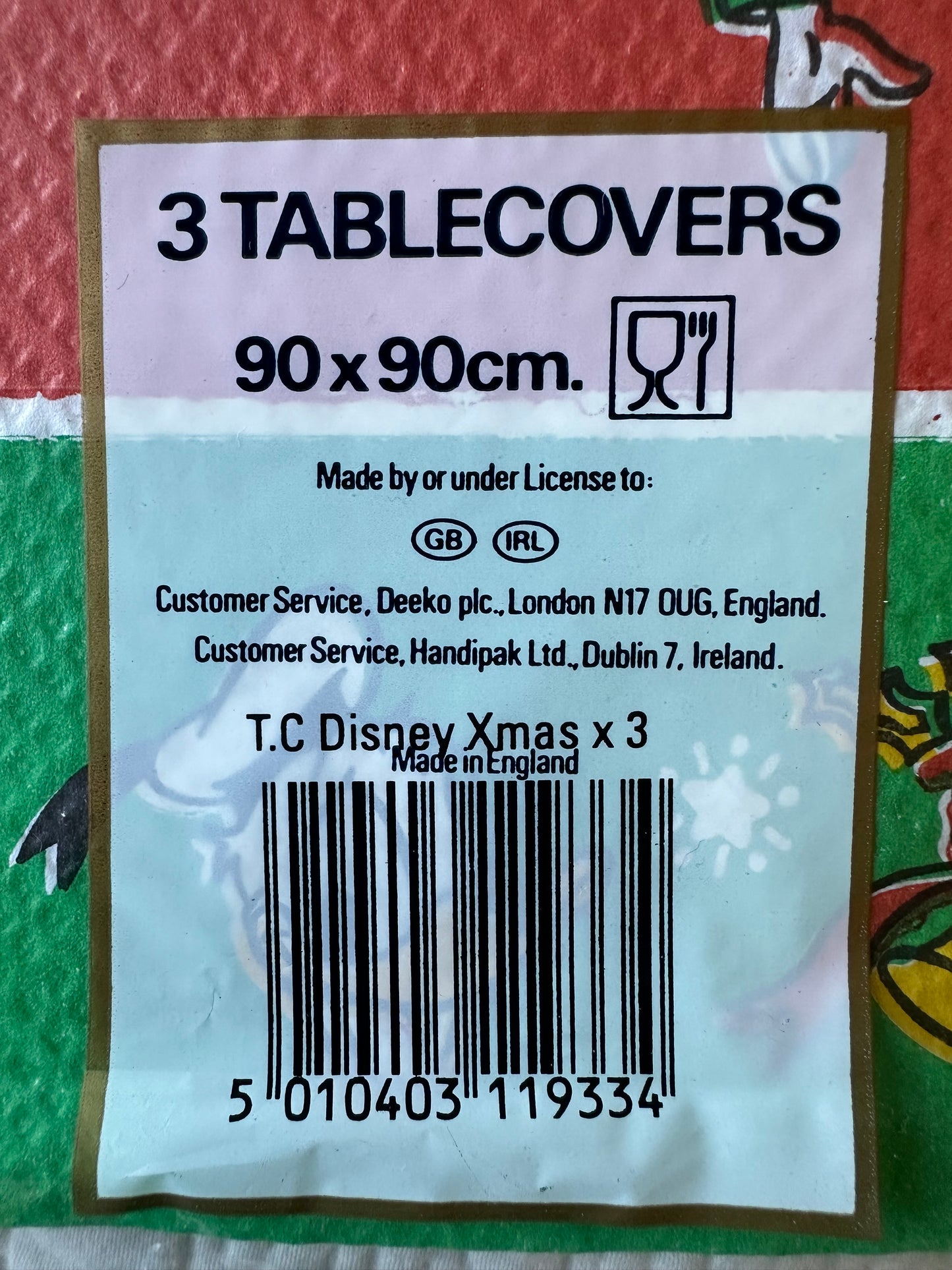 Vintage Disney table cloths pack of 3