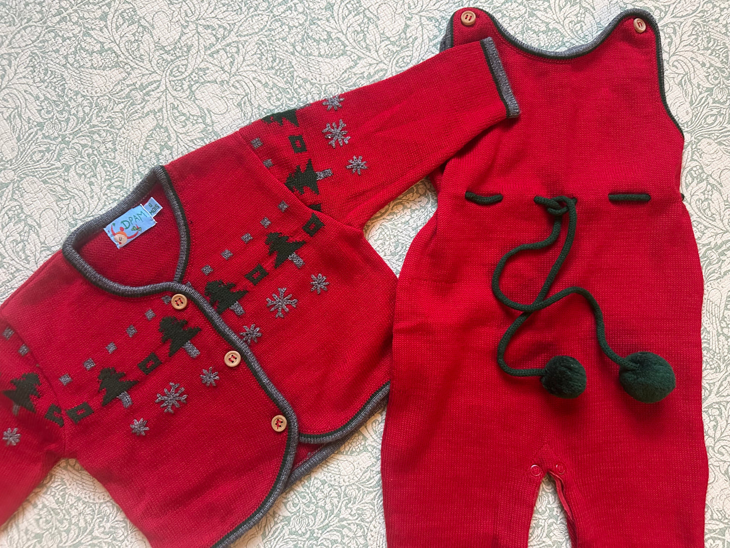Knitted cardigan and overalls set 6 months