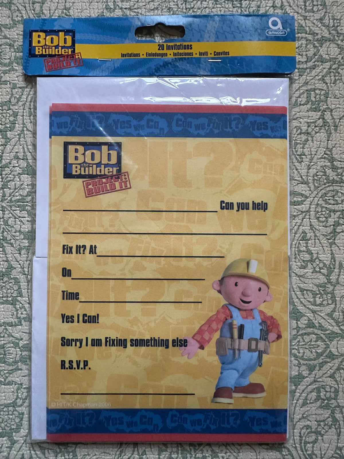 Bob the builder birthday party invitations. 
