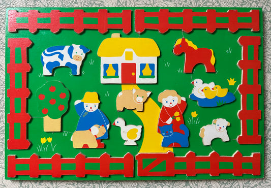 Vintage wooden play tray puzzle